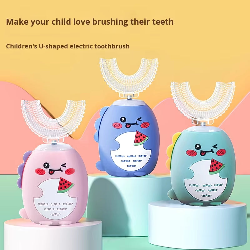Wholesale Cute Cartoon U-Shaped Electric Toothbrush for 3-6-12 Years Old Cross-Border Children'S Charging Toothbrush